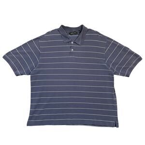 Eddie Bauer Striped Polo Shirt Mens XL Blue Rugby Short Sleeve Prep Cotton